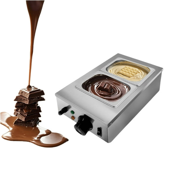 Chocolate Melting Pot,2-Tanks Commercial Chocolate Tempering Machine,Chocolate Tempering Pot,Stainless Steel Electric Chocolate Melting Pot for Cheese,Chocolate, 800 W