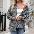 thumbnail image 5 of larppty Women's Casual Cotton Plaid Shirts Long Sleeve Button-Down Flannel Overshirt Jacket (Black, S), 5 of 7