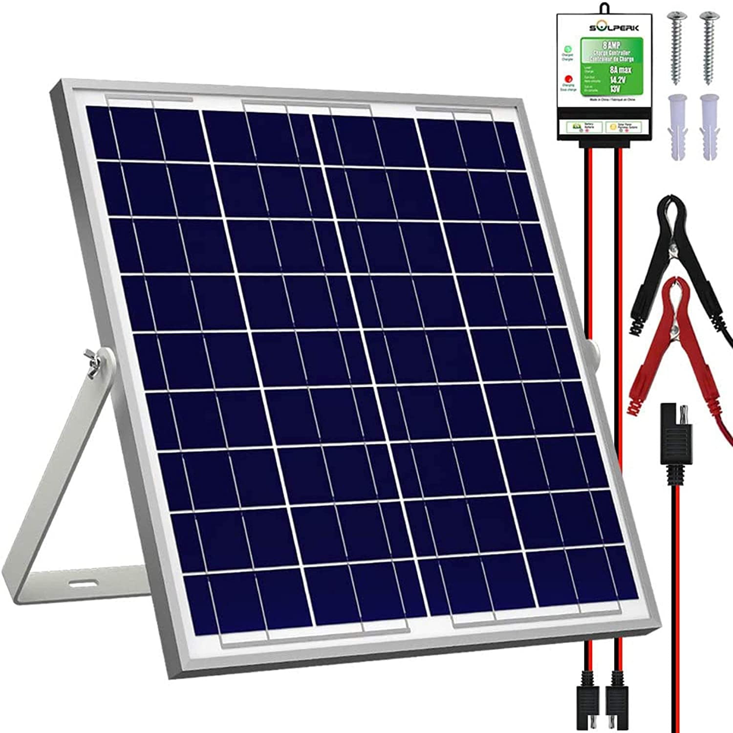 SOLPERK 20W Solar Panel，12V Solar Panel Charger Kit+8A Controller