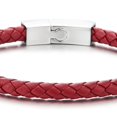 thumbnail image 2 of Pulsera COOLSTEELANDBEYOND de piel fina trenzada roja, 2 of 7