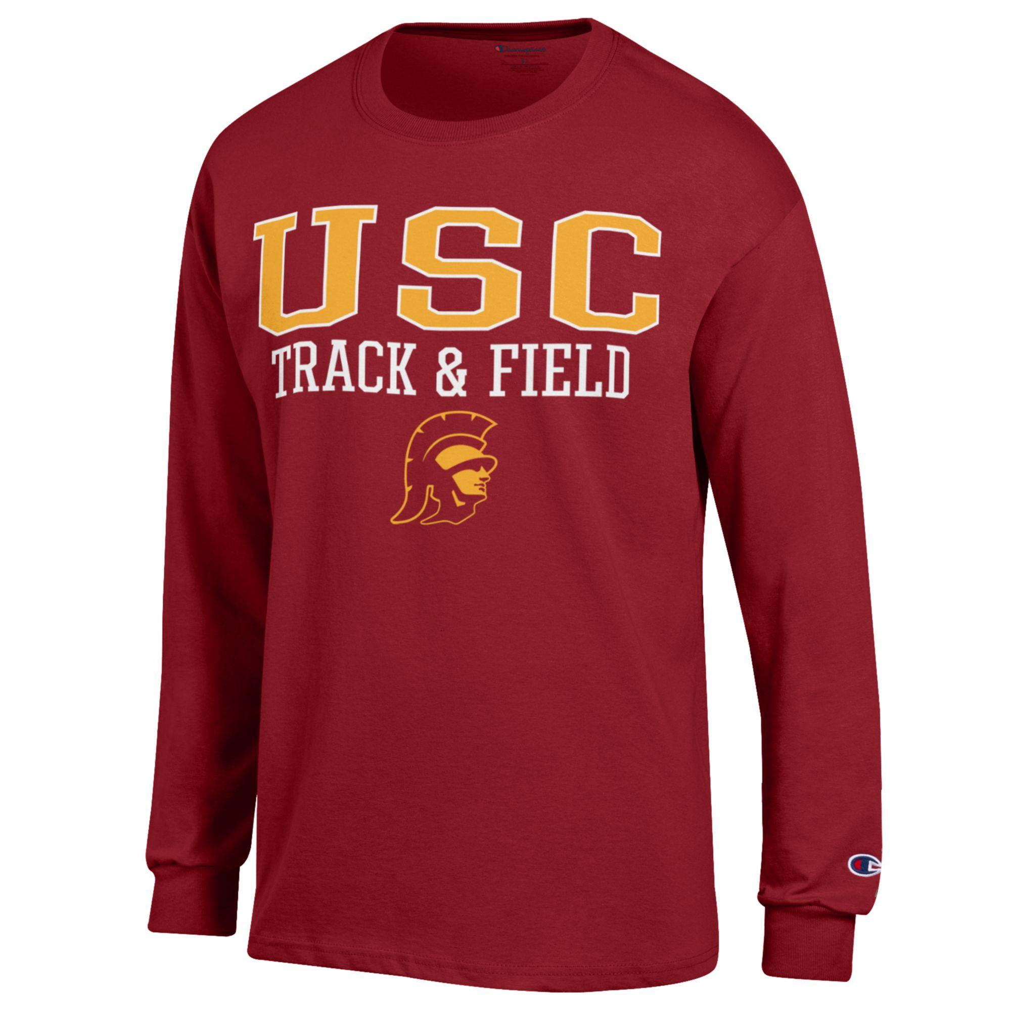 Men's Champion  Cardinal USC Trojans Track & Field Stack Long Sleeve T-Shirt