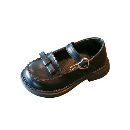 

Eloshman Kids Flats Magic Tape Princess Shoe Soft Sole Mary Jane Sandals Daily Lightweight Comfort Loafers Slip Resistant Flat Shoes Black 8C
