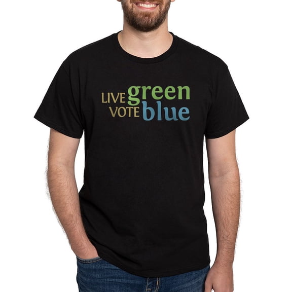 CafePress - Live Green Vote Blue T Shirt (Dark) - Men's Classic Graphic Cotton T-Shirt