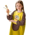 thumbnail image 2 of ZHOGXU Big Kids Boys Girls Art Smock With Pocket Long Sleeves Round Neck Cartoon Print Color Block Painting Apron Top Yellow 2-4 Years, 2 of 5