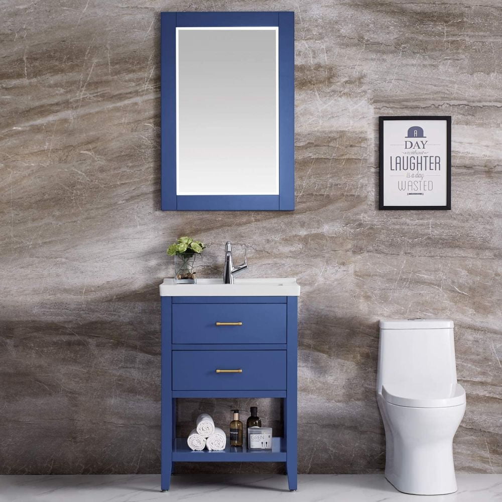 Kepooman F&R 24" X 35" Bathroom Vanity Mirror for Home, Solid Wood Framed Mirrors for Wall, Blue Kepooman F&R 24" X 35" Bathroom Vanity Mirror for Home, Solid Wood Framed Mirrors for Wall, Blue