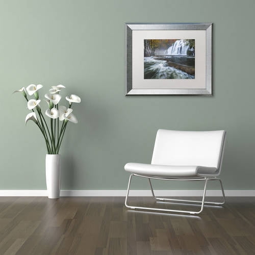 Trademark Fine Art "Waterfalls of Tufs in Jura" Canvas Art by Mathieu Rivrin, White Matte, Silver Frame