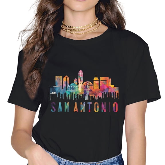 San Antonio Watercolor Skyline Souvenir SA Texas T-Shirt