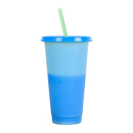 

HuacFive 710ML Water Bottle Food Grade Freestanding Plastic Temperature Change Color Changing Beverage Cup with Straw for Office