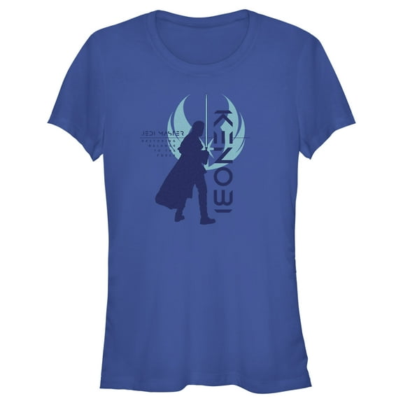 Junior's Star Wars: Obi-Wan Kenobi Restoring Balance Kenobi Silhouette Graphic Tee Royal Blue 2X Large