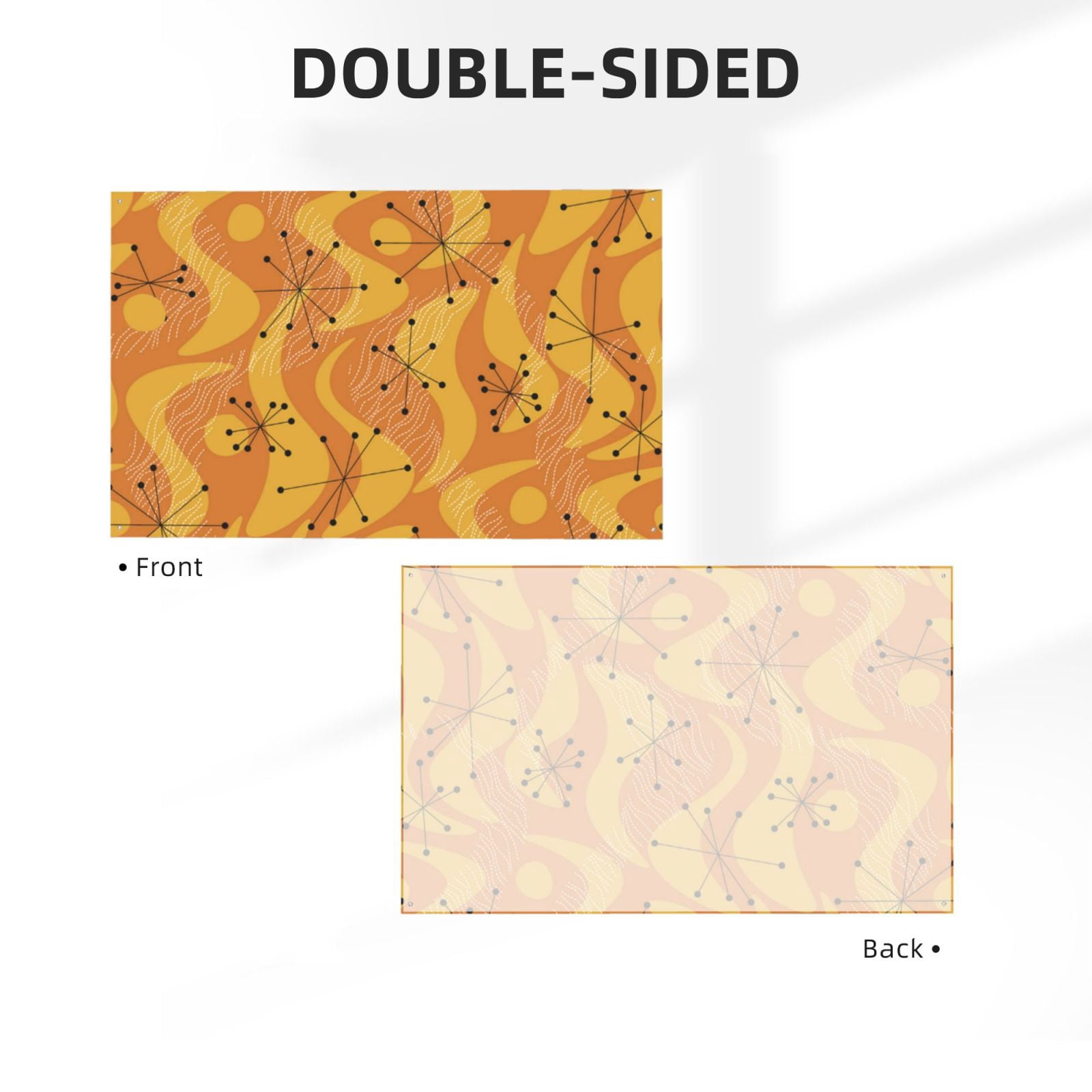 Orange Geometric Atomic Modern Midcentury Four Hole Decorated Banner Flag for Garden Yard Home Decoration Indoor Outdoor 4x6 Ft
