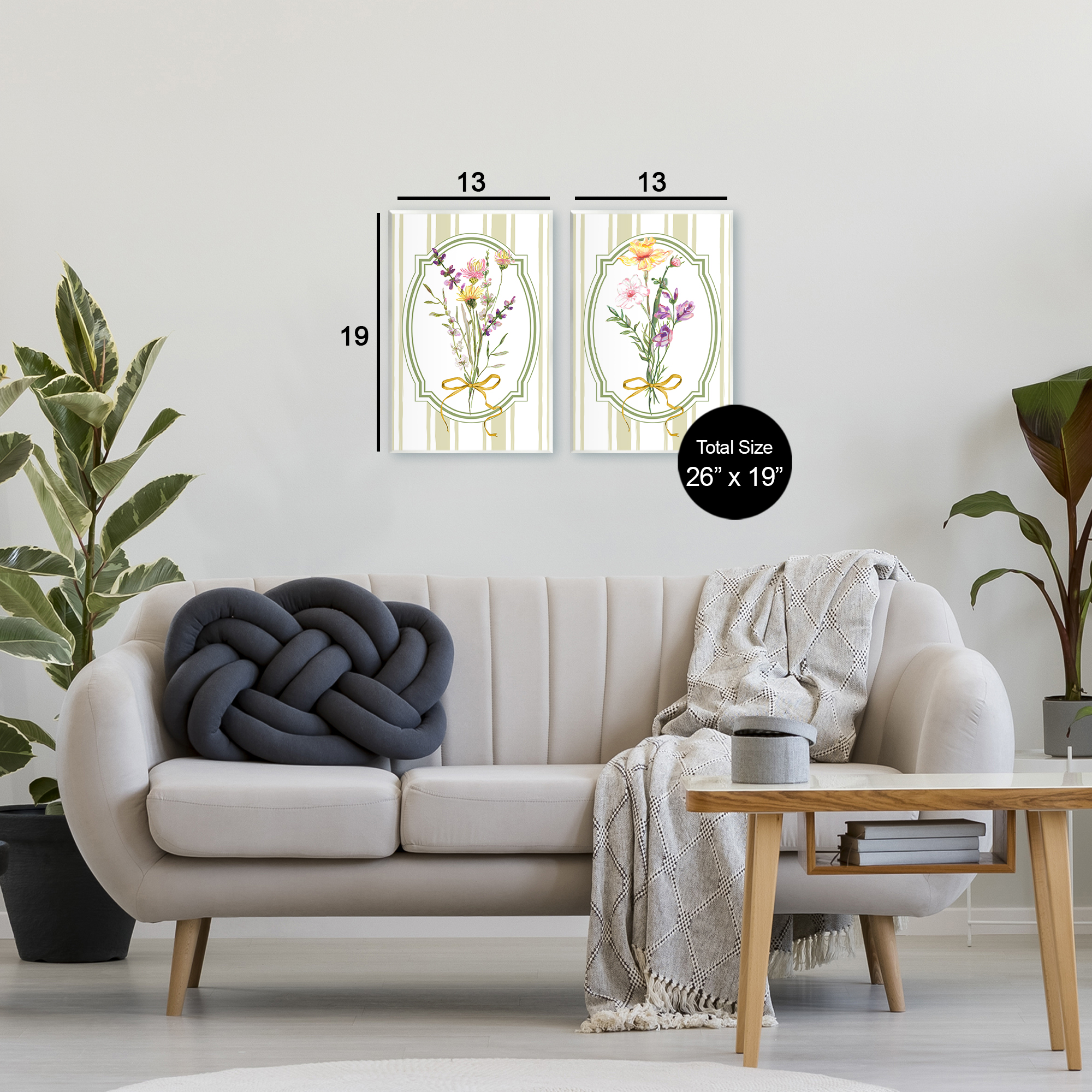Wildflower Bundles Classic Stripes 2 Piece Wall Plaque Art Set, design by Adonna Ebrahimi