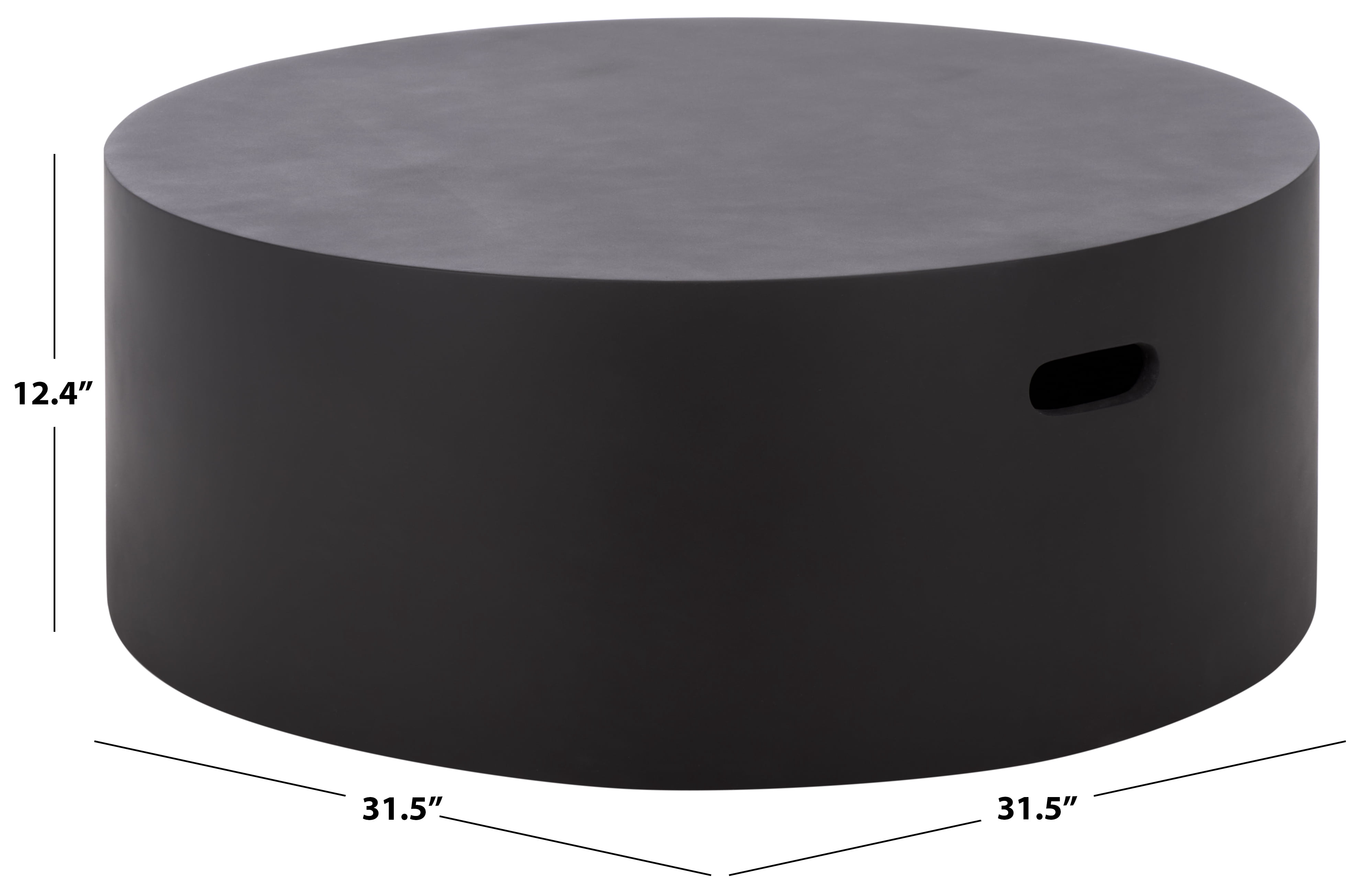 Safavieh Georgia Outdoor Modern Round Polyfiber Coffee Table, Black