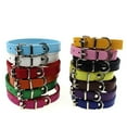 thumbnail image 1 of Flmtop Collier Réglable en Faux Cuir Mignon pour Chien Chat Chiot Couleur Unie Bleu Foncé, 1 of 8