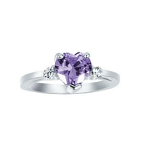 Lavender Cubic Zirconia Heart Promise Ring 925 Sterling Silver Size 9