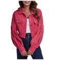 thumbnail image 2 of Idoravan Cardigans for Women Spring Ladies Fashion Solid Color Corduroy Jacket Drop Shoulder Long Sleeve Short Coat, 2 of 6
