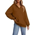 thumbnail image 5 of Womens Hoodies Oversized V Neck Sweatshirts Long Sleeve Pullover Casual Fall Teen Girls Preppy Clothes 2025 Trendy 02-Brown XL, 5 of 5