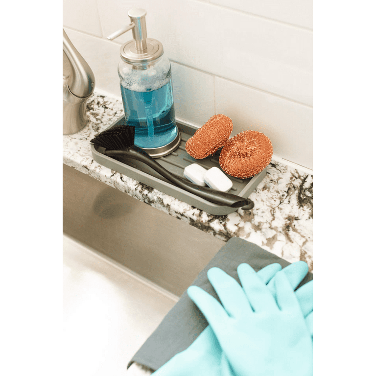 EGWON Silicone Sponge Holder Kitchen Sink Organizer Tray, Bathroom Kitchen  Soap Tray 