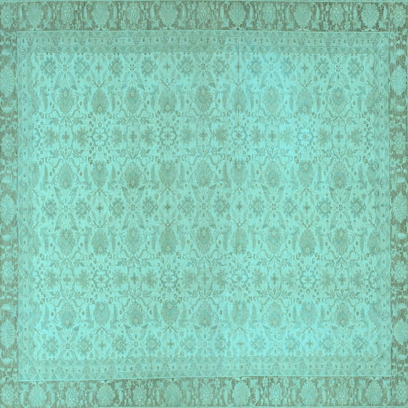 Ahgly Company Indoor Square Oriental Light Blue Traditional Area Rugs, 8' Square