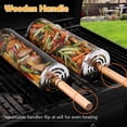 thumbnail image 4 of Rolling Grill Baskets Set with Removable Wooden Handle, 2 PCS Stainless Steel Grill Mesh Barbeque Grill Accessories, Portable Grill Baskets for Outdoor Grill for Vegetable Fish Meat Food Picnic, 4 of 7