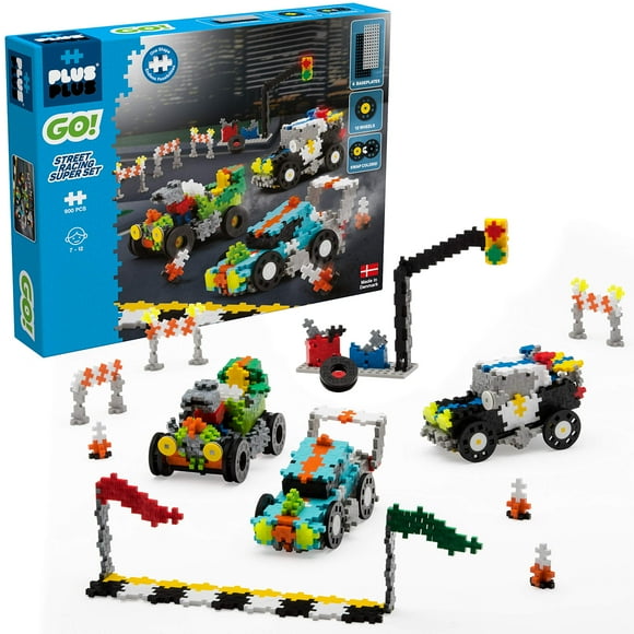 PLUS PLUS - gO Street Racing Super Set - 900 Pieces - Model Vehicle Building Stem Steam Toy, Interlocking Mini Puzzle Blocks for Kids