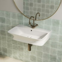 Los Flexi 24" Wall Hung Bathroom Sink, Rectangular Vessel Sink with Overflow & Single Faucet Hole, Pop-Up Drain Included