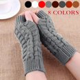 thumbnail image 2 of Guantes de medio dedo para invierno Guantes de brazo de tejido de lana suave y cálido Manoplas suaves y cálidas Guante sin dedos Patrón de giro Guantes de mujer Talla única Gao Jinjia LED, 2 of 2
