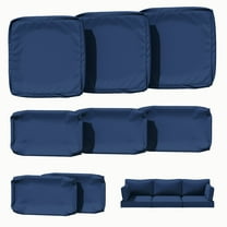 Kimunuk 8 Pcs Outdoor Cushion Covers for Patio Furniture, Washable Outdoor Cushion Slipcovers Replacement with Zipper for 3 Seat Rattan Sofa, Blue