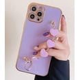 thumbnail image 2 of Compatible with iPhone 13 Pro Max Case 6.7 inch 2021 Release Luxury Plating Soft TPU Case with Love-Heart Strap Bracelet Chain Shiny Cute Pretty Protective Phone Cover for Women Grils Purple, 2 of 5