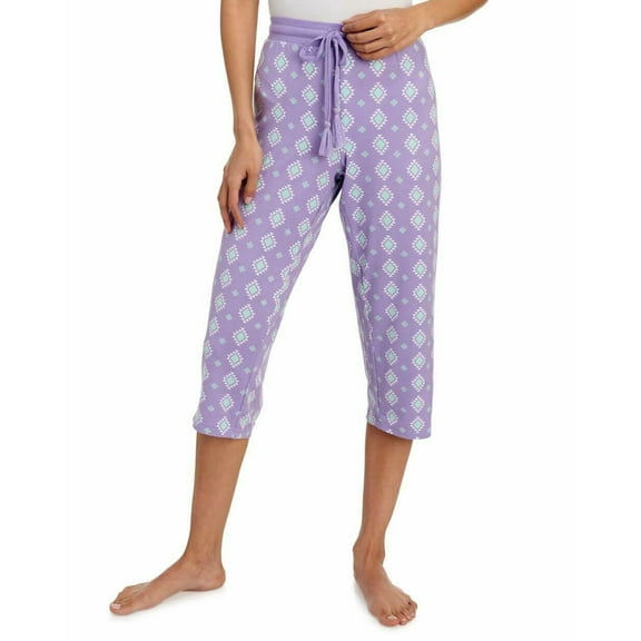Muk Luks Printed Capri Pajama Pant Purple Size Medium