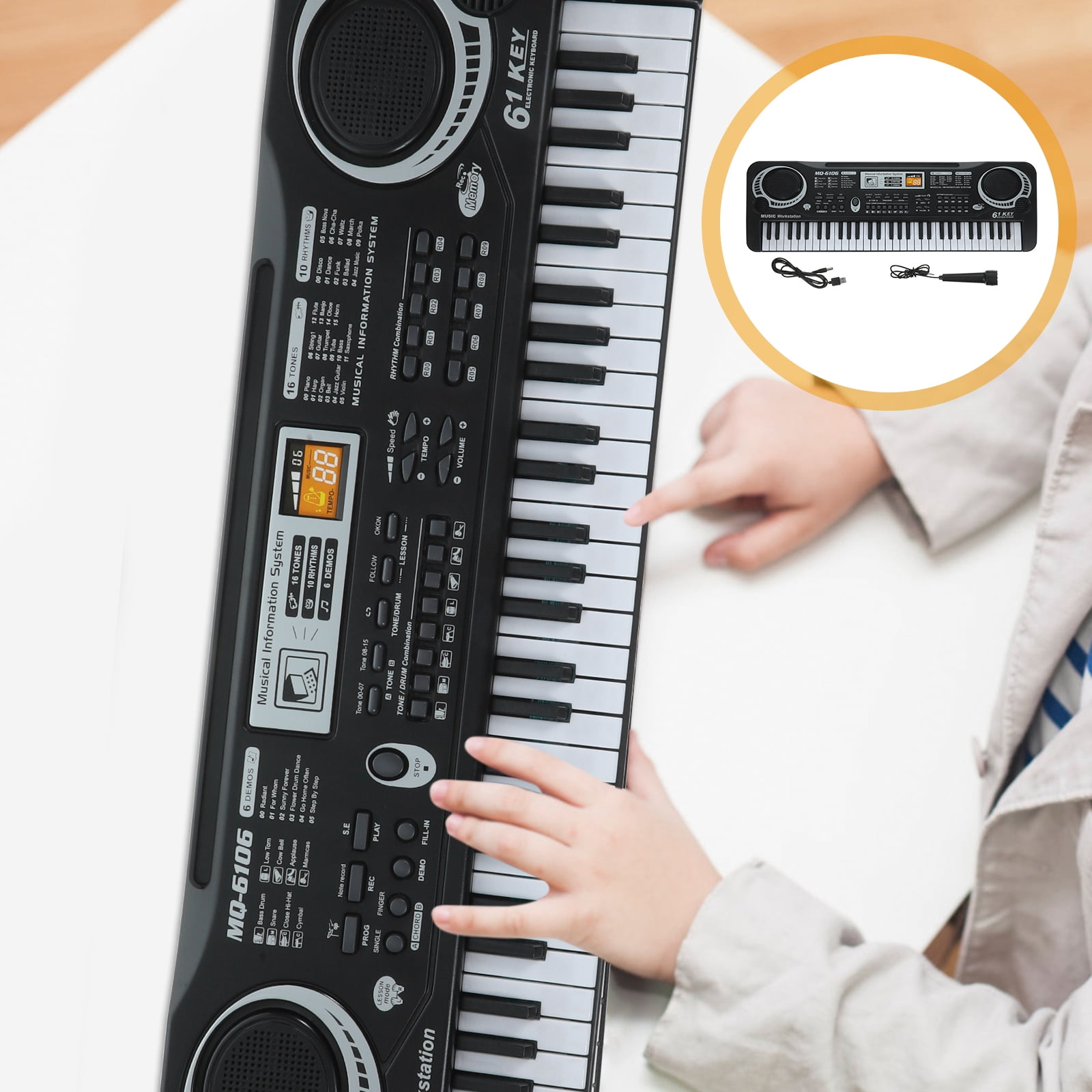 61 Keys Piano Keyboard, Electronic Digital Piano with Built-in Speaker Microphone