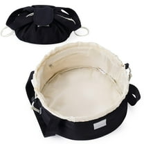 Narwey Barrel Drawstring Makeup Bag Large Cosmetic Bag Make up Bags Toiletry Bag Travel Pouch for Toiletries Organizer Handle for Women Gift, Black