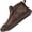 Brown, variant on Men's High Top Loafers -Handcrafted Waterproof Leather Shoes, Ankle Boots with Side Zipper, Non-Slip Outdoor Sneakers, Warm Slip-On Footwear for Hiking Casual Walking