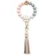 thumbnail image 1 of Pulsera con cuentas de silicona, llavero, pulsera con cuentas de silicona, llavero con borla de cuero para mujer, pulsera con cuentas de silicona, llavero, pulsera elástica, llavero con, 1 of 5