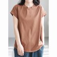 thumbnail image 4 of Maean Womens Basic Shirts Short Sleeve Crew Neck Solid Color Causal Tee Summer Loose Tshirts Tops M-3XL, 4 of 5