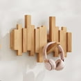 thumbnail image 2 of LPSSTORE Natural Wood Wall Mounted Coat Rack Coat Rack Wall Mount with 6 Flip down Hooks Behind The Door Storage No Drill Coat Hooks for Coats Bag Hat Umbrella, 2 of 4