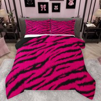 Homewish Wild Trger Striped Bedding Comforter Set,Modern Gemeotric Twin Comforter Sets,Black Pink Bedding Set For Men Women,Luxury Bedroom Decor Reversible,2-Piece