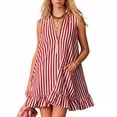 thumbnail image 2 of Sentmoon Robes d'Été pour Femmes 2026 à Rayures Imprimées Sans Manches à Col à Revers Coupe Régulière Robe de Cocktail pour Femmes pour les Vacances et les Réunions de Famille S-TTG, 2 of 5