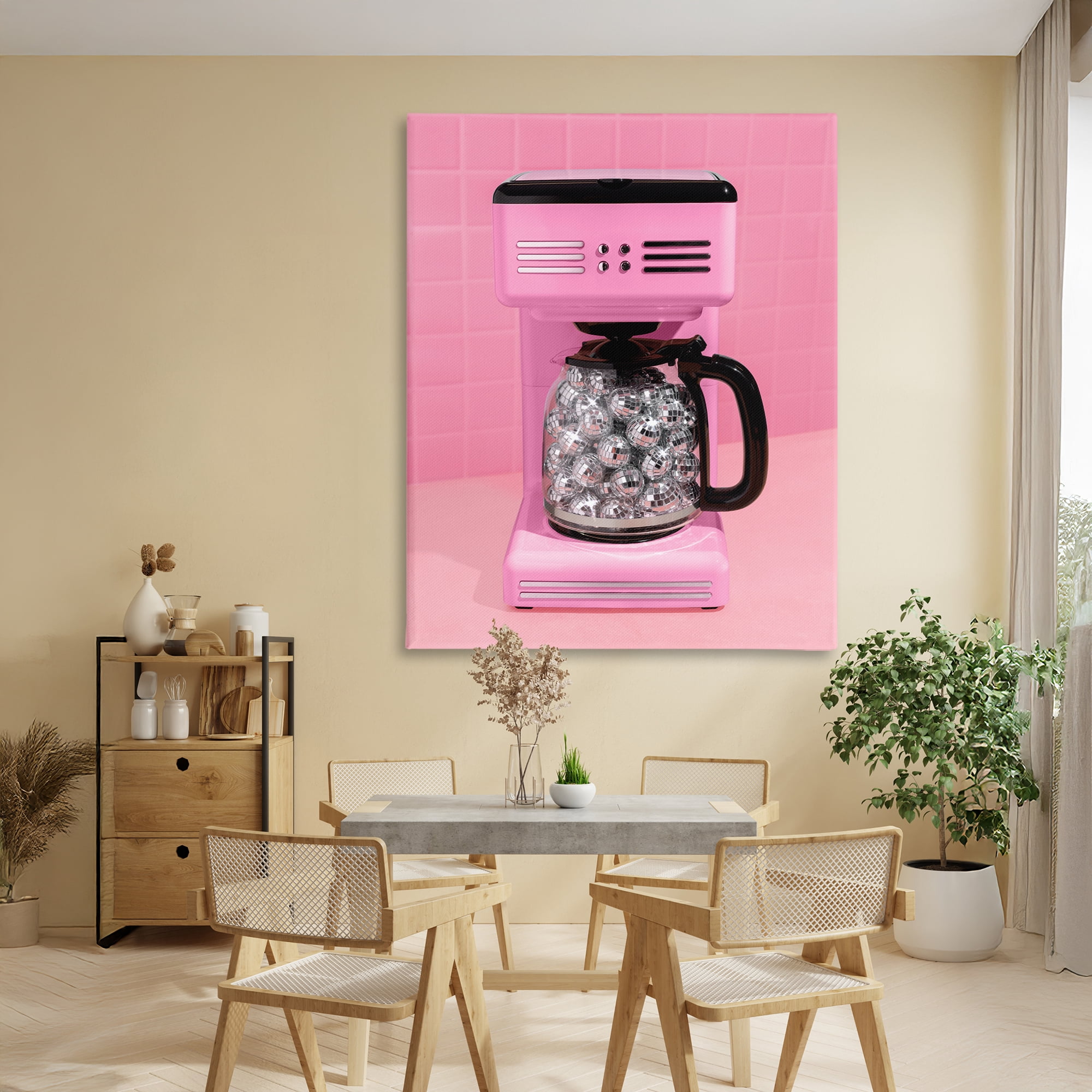 Stupell Industries Disco Coffee Over Pink Canvas Wall Art, design by LISH Creative