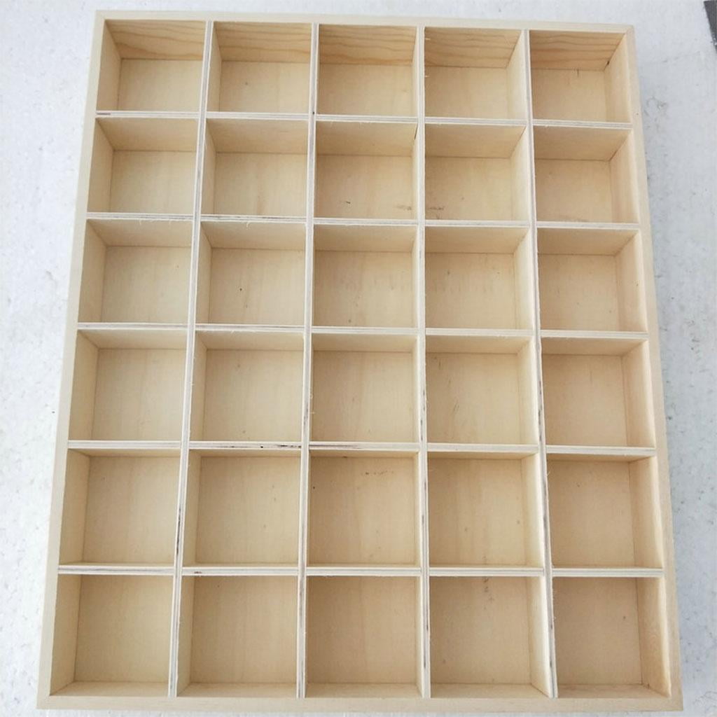 Segolike Sundries Storage Box Wooden 30 Grids Multi-Grid Organizer No Cover Lattice Display Case Retro for Desk Stationery Socks Jewelry - 30 grid
