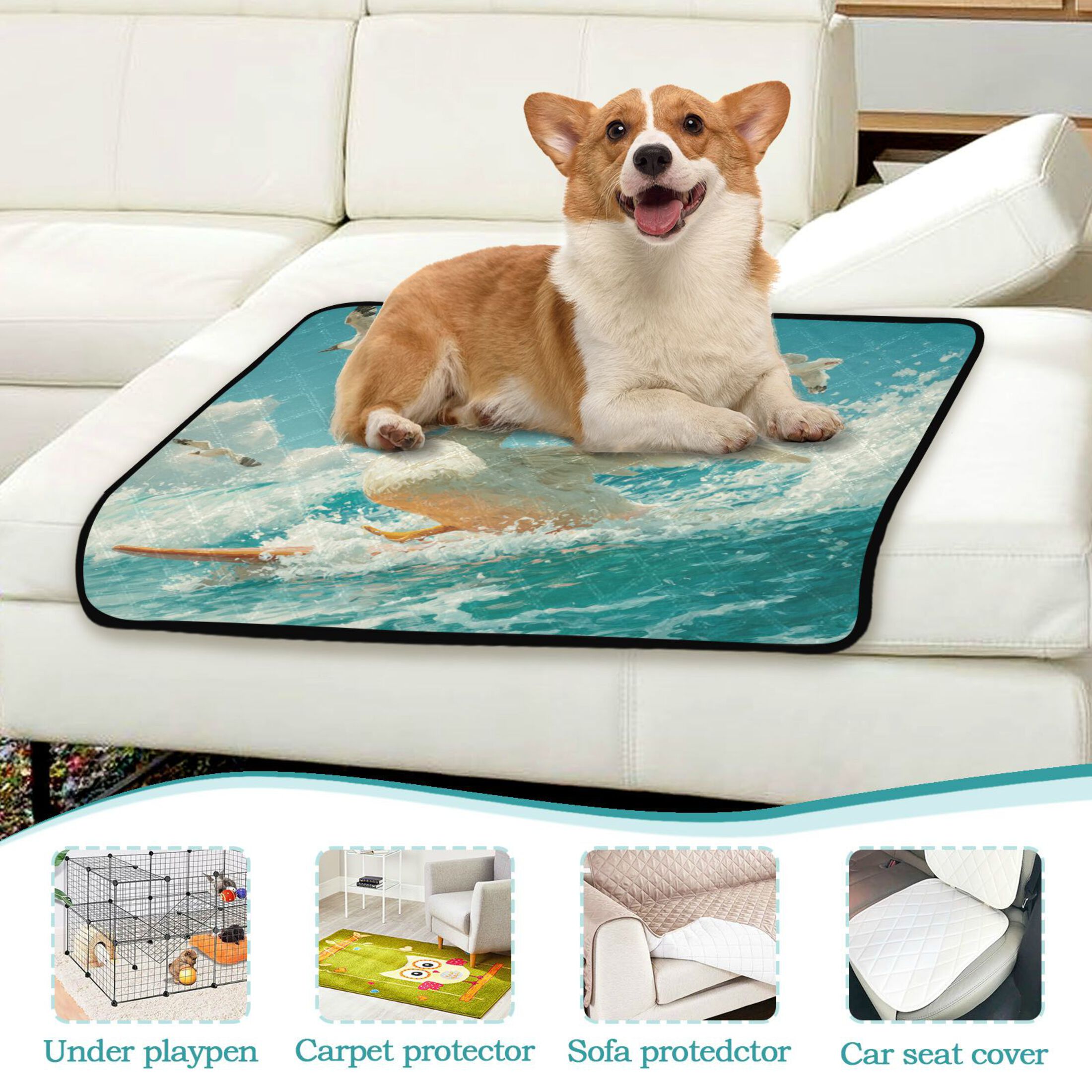 Qxltty White Duck Cat litter Pads Pet Set of 2 Diaper Mats Center Anti-leakage Layer Absorbent Soft and Comfortable