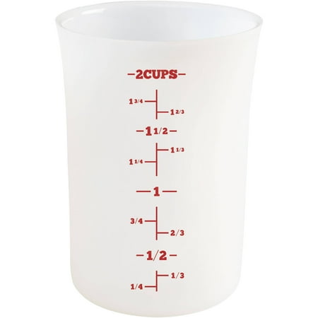 - Cake Boss Countertop Accessories 2-Cup Flexible Silicone Measuring Cup, White