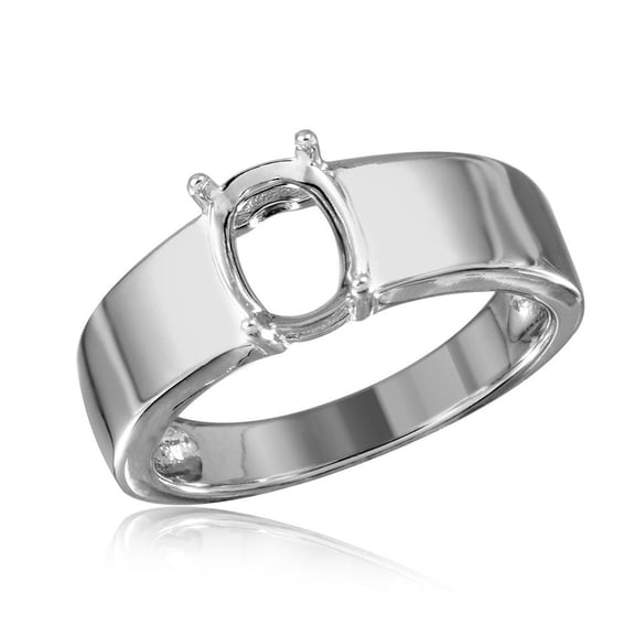Sterling Silver 925 Rhodium Plated High Polished Band Mounting Ring Jewelry Female Male Size 5