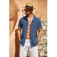 thumbnail image 3 of COOFANDY Men's Cuban Guayabera Short Sleeve Button Down Shirt - Casual Summer Beach Linen Shirts, 3 of 6