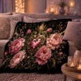 thumbnail image 5 of Flaming Jeweled Heart Surrounded by Pink Peonies, Soft Flannel Blanket with Baroque Floral Illustration Print, Housewarming Gift and Home Decor for Bedroom and Living Room, 5 of 7