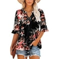 thumbnail image 2 of KISSMODA Womens 3/4 Length Sleeve Tops Summer Blouses Spring Ruffle Tunic T-Shirts Dressy Casual, 2 of 5