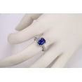 thumbnail image 5 of Antique 7x5mm Emerald Cut 1.75 Carat Blue Sapphire And Moissanite Diamond Halo Engagement Ring in 10k White Gold, 5 of 5