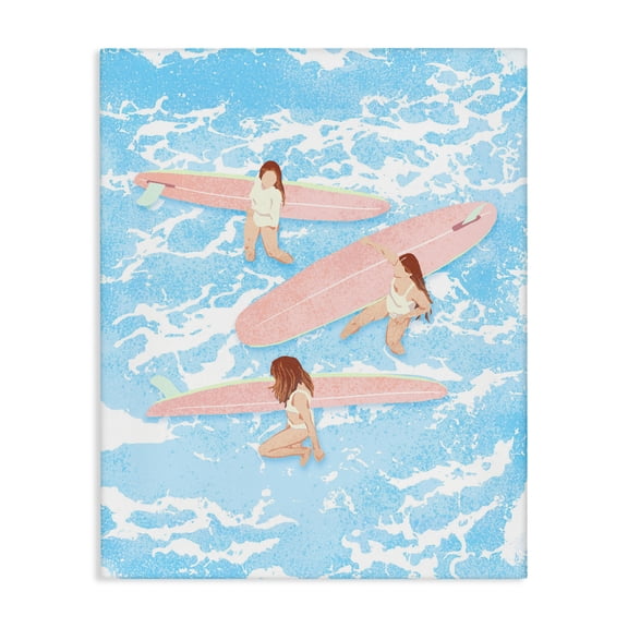 Surfing Girls Trio Canvas Wall Art, design by Ziwei Li
