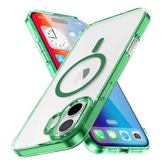 For iPhone 16 Case Compatible with MagSafe, Magnetic Transparent Clear Matte Back Slim Phone Cover, Shockproof Military Grade Protection Anti-Scratch & Anti-Fingerprint,Green