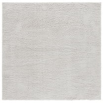 SAFAVIEH Rumi Blaire Solid Polyester Shag Area Rug, Light Gray, 6'7" x 6'7" Square