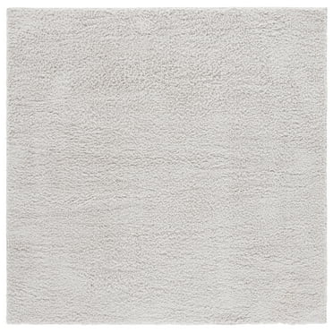 SAFAVIEH Rumi Blaire Solid Polyester Shag Area Rug, Light Gray, 6'7" x 6'7" Square